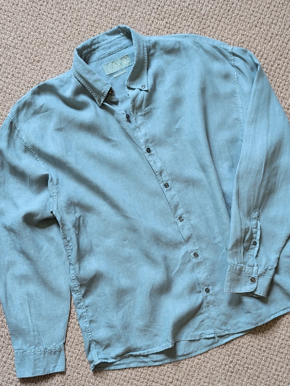 Abercrombie And Fitch Coastal European Linen Blend Button-Down Shirt